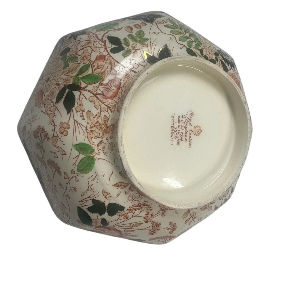 Antique English Royal Cauldon Serving Bowl Hexagon 8